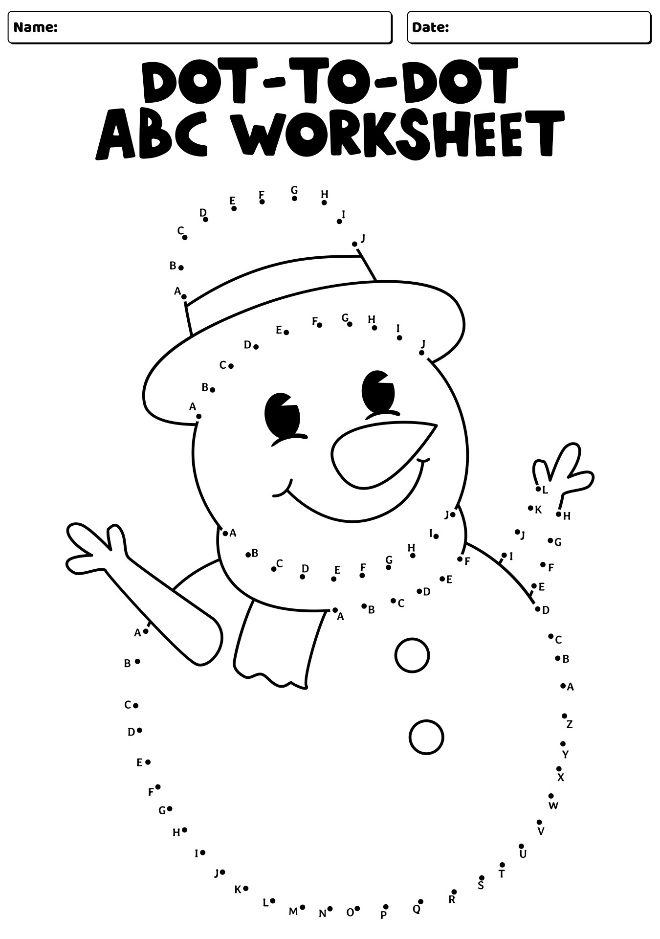 Printable ABC Dot to Dot Worksheets