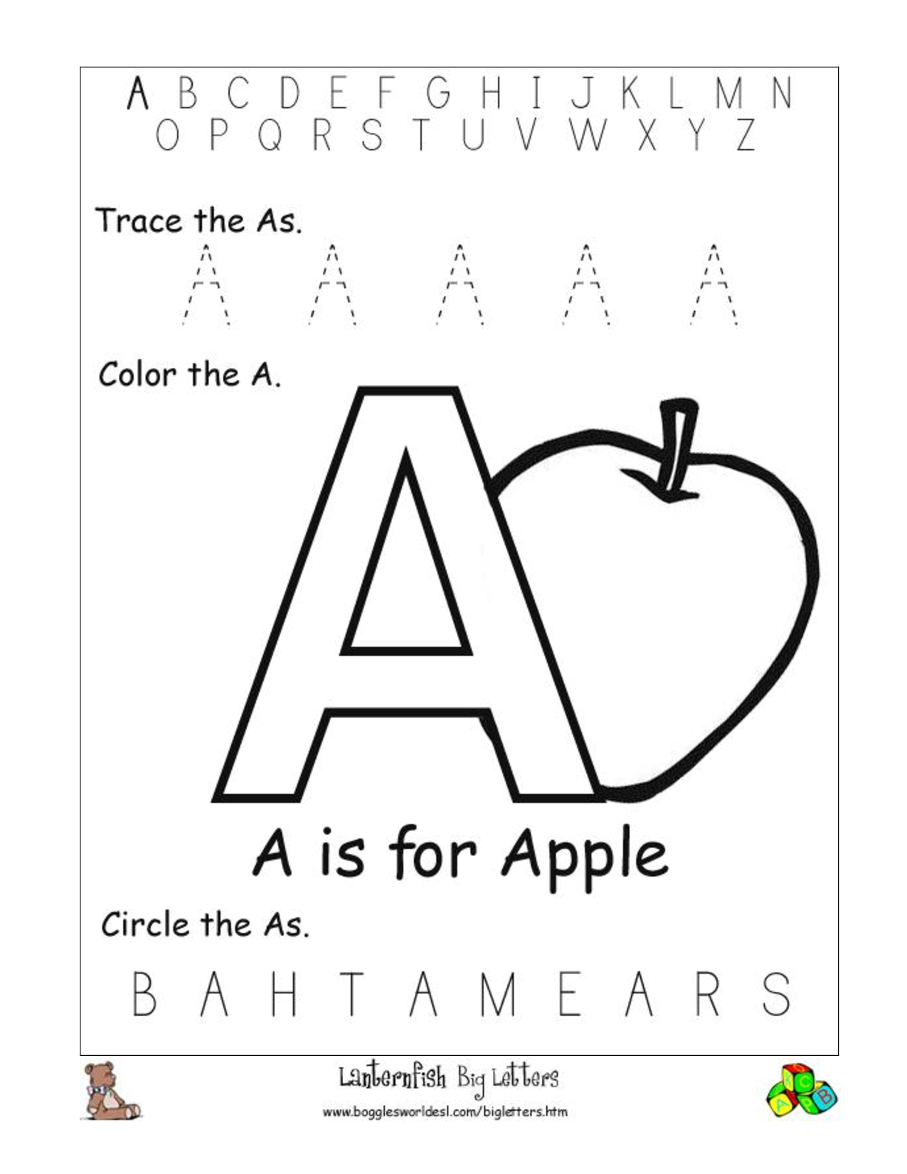 Alphabet Recognition Worksheets Printable