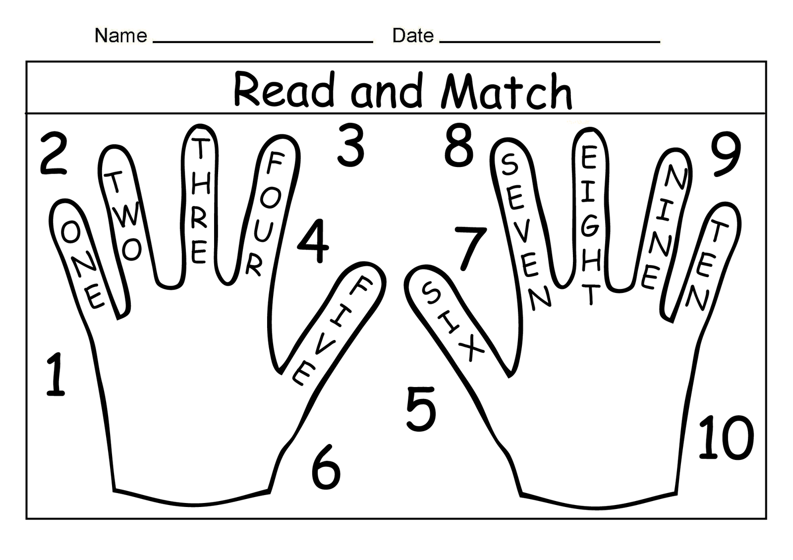 9 Matching Numbers Worksheets With Words