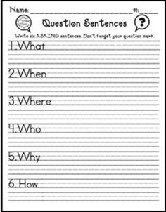 Question Sentences Worksheet Image