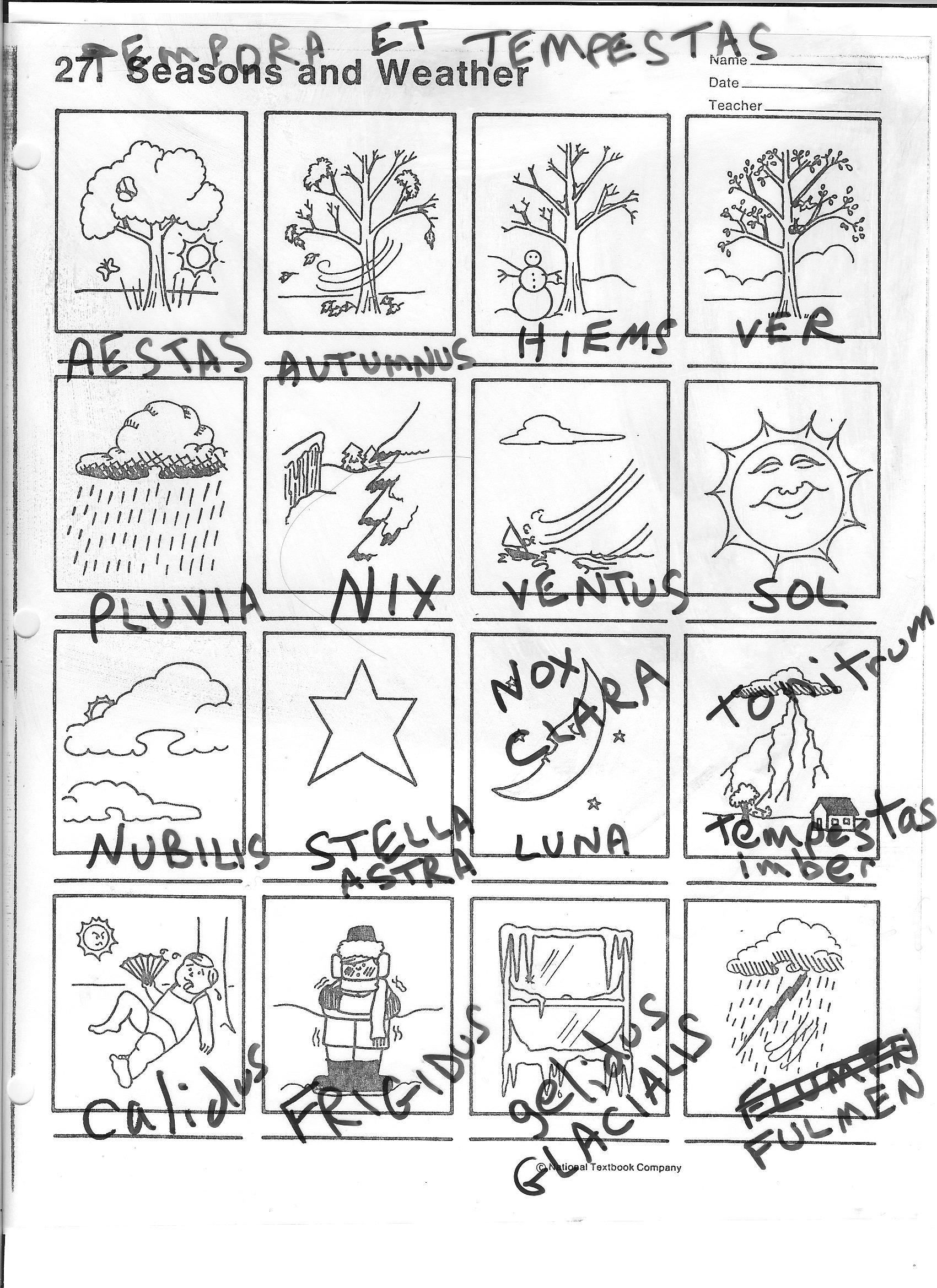 Spanish Weather Words Worksheet Image