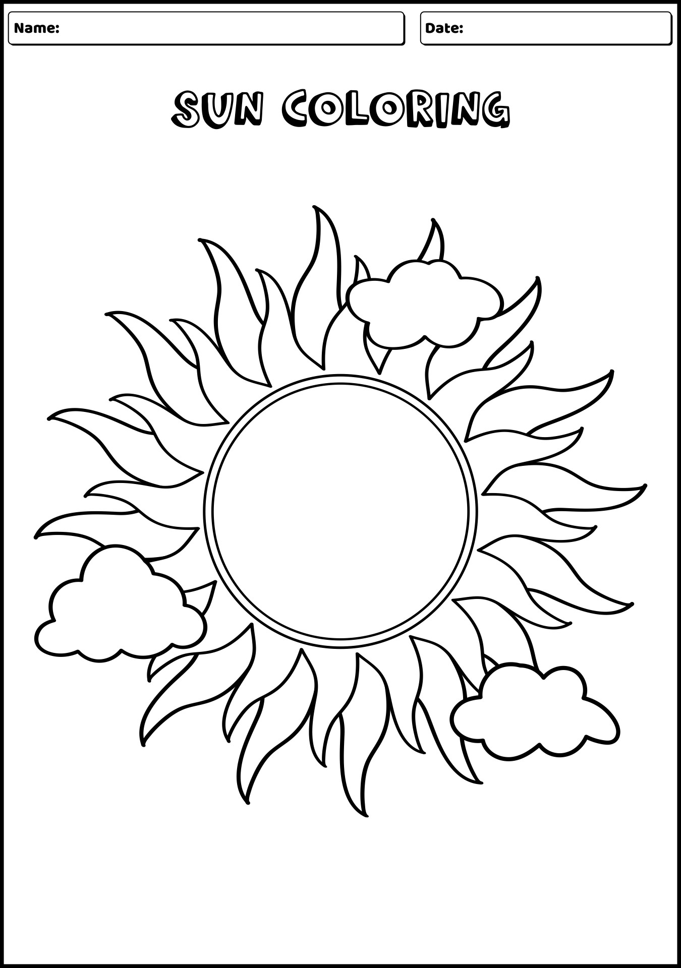 Sun Coloring Pages Printable