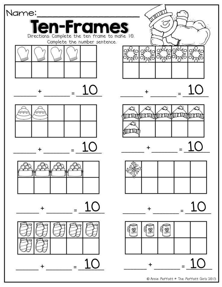 Ten Frames Kindergarten Math Worksheets Image