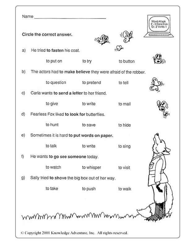 Verb Worksheets Grade 1 Image