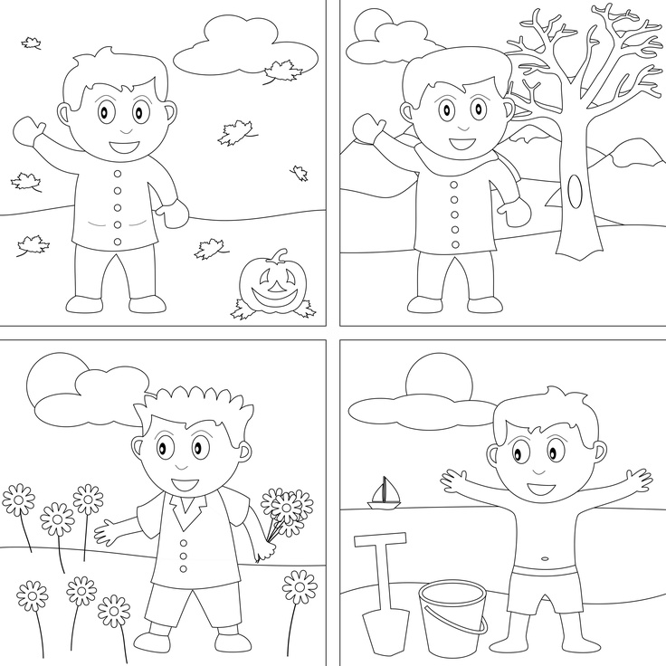 4 Seasons Coloring Pages Image