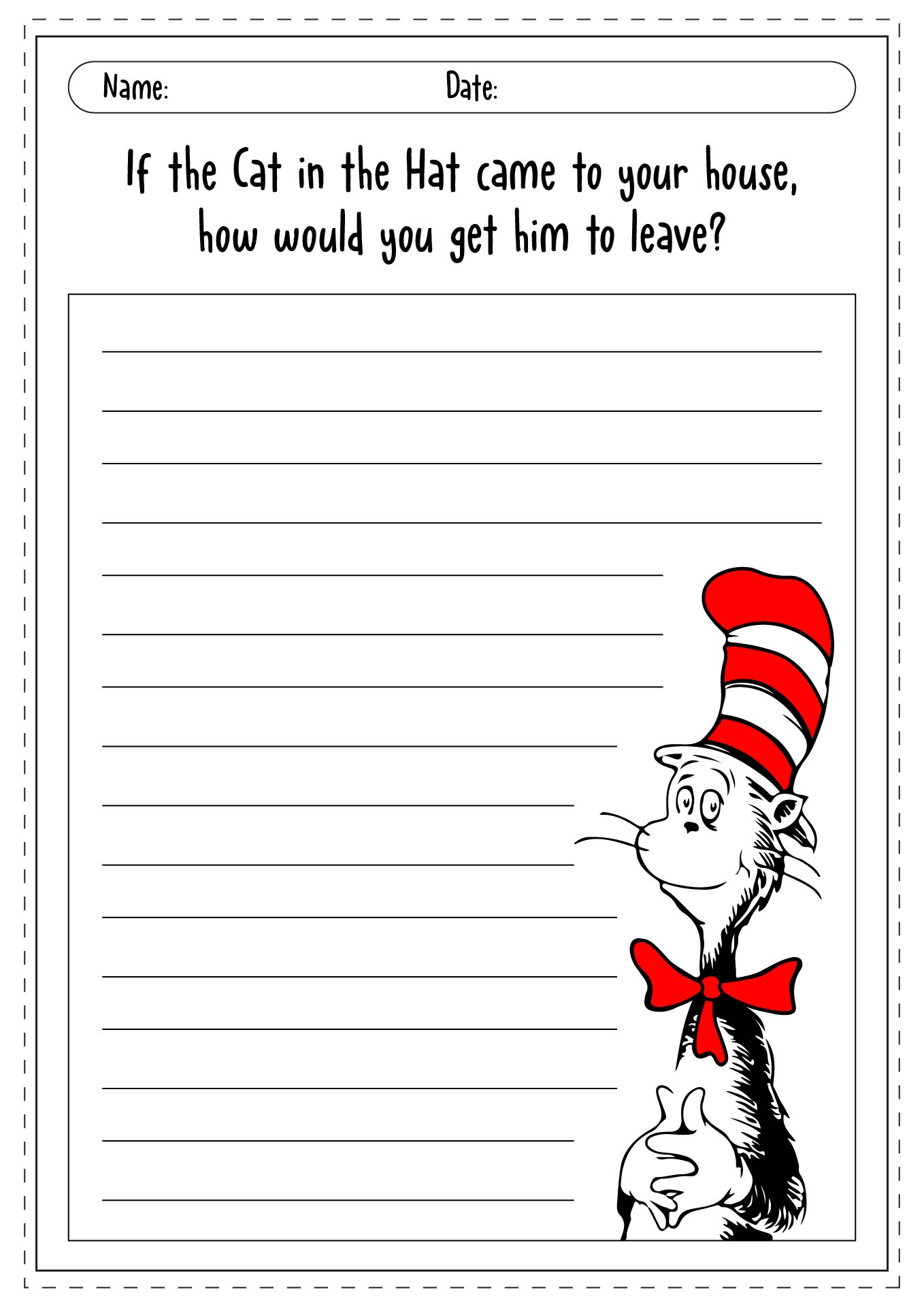 Cat in the Hat Activity Worksheets Image