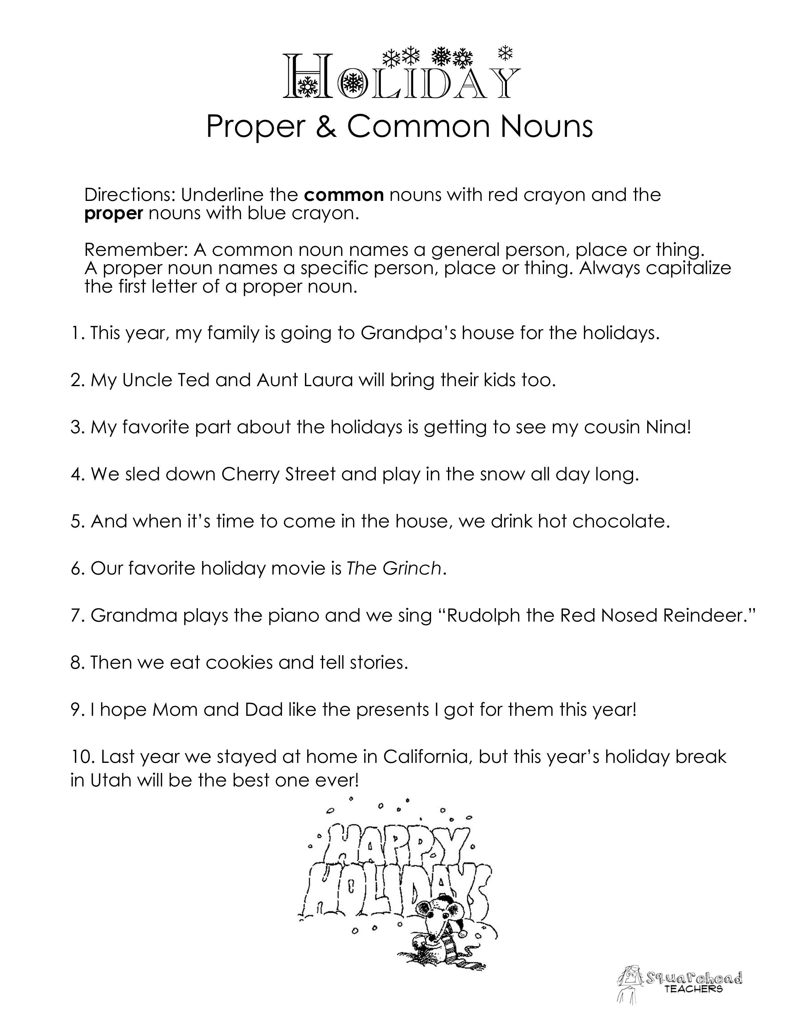 Common Proper Noun Worksheets Image