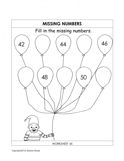 Fill in Missing Numbers Worksheets Kindergarten