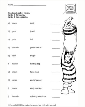 First Grade Opposites Worksheets Image