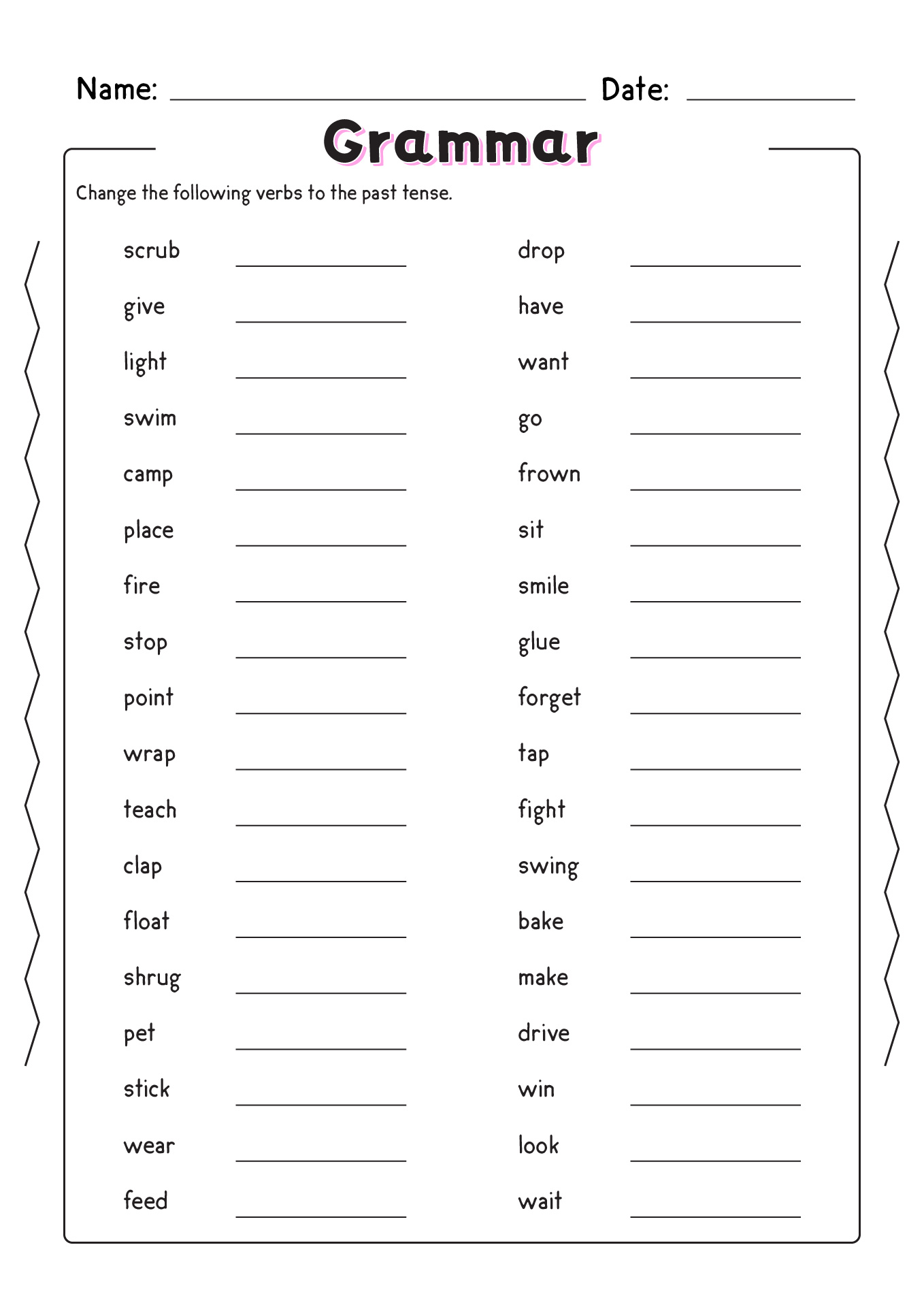 Free Grammar Worksheets