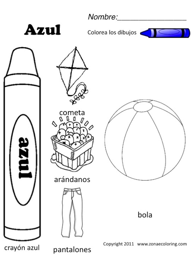 Free Spanish Color Worksheets Image