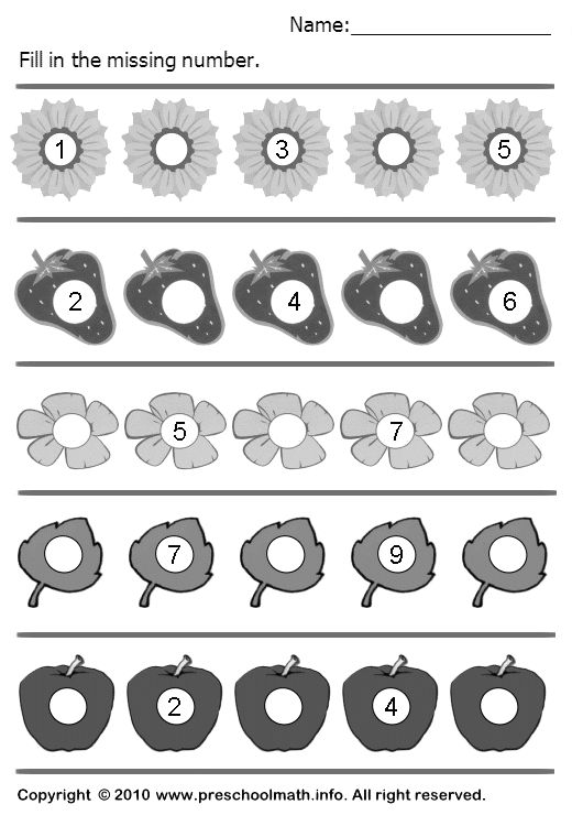 Kindergarten Missing Number Worksheet
