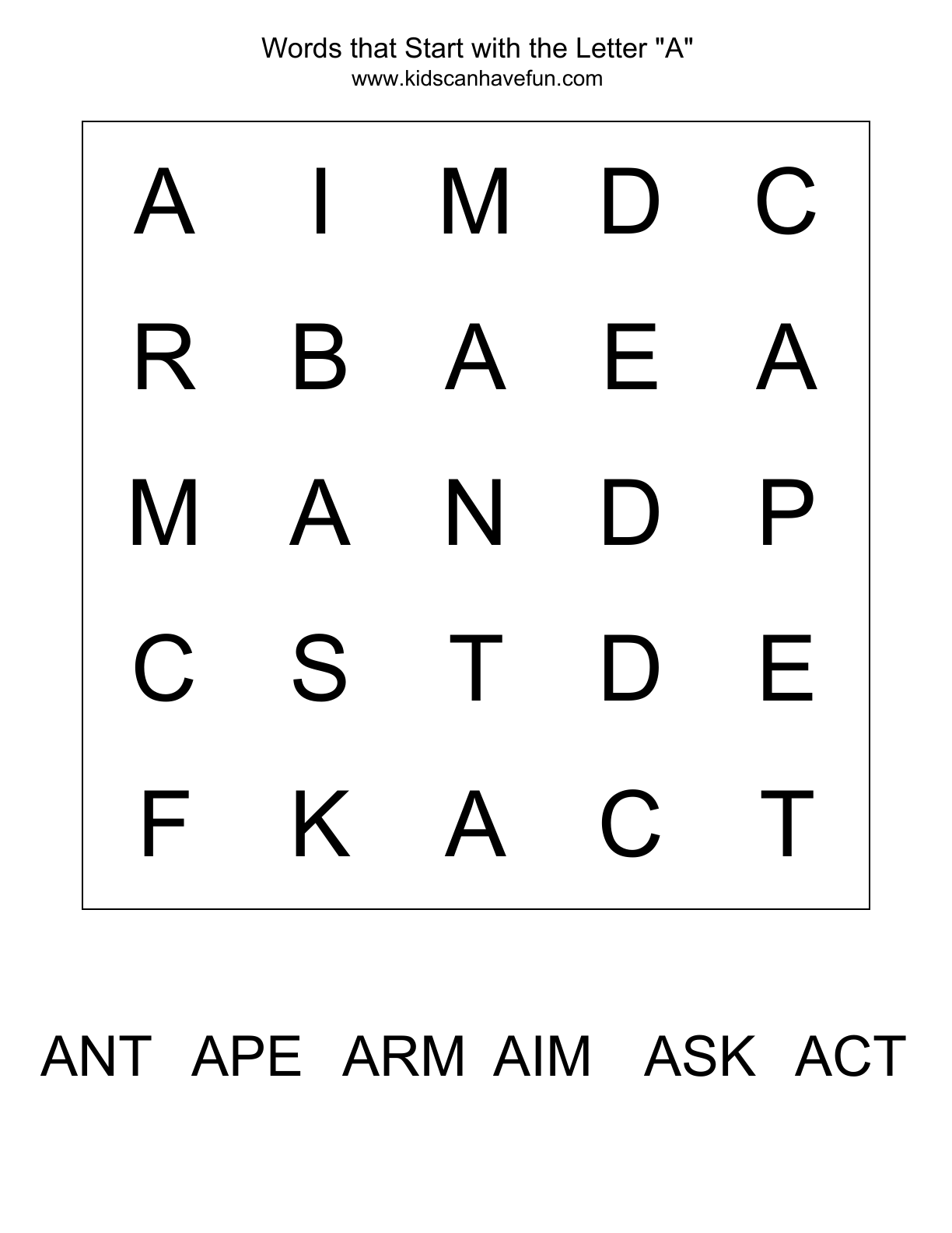 Letter Word Search Puzzle Image
