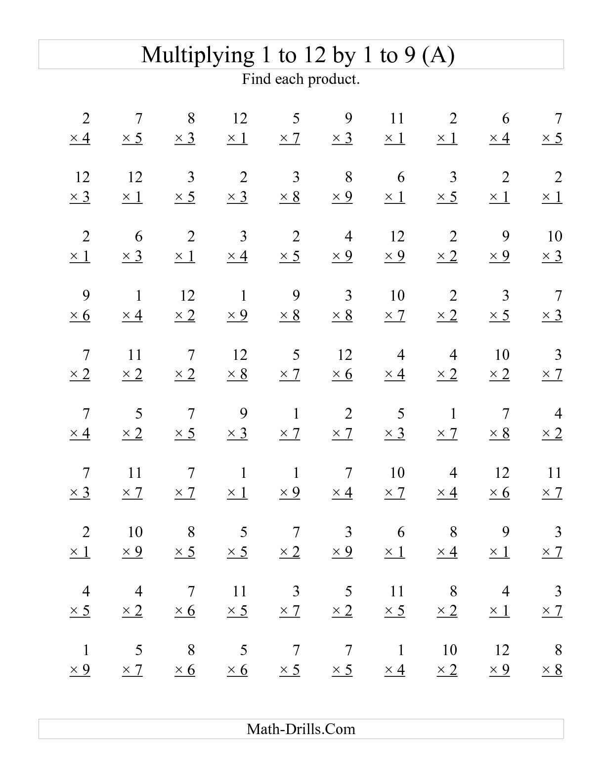 Math Multiplication Worksheets 100 Problems Image