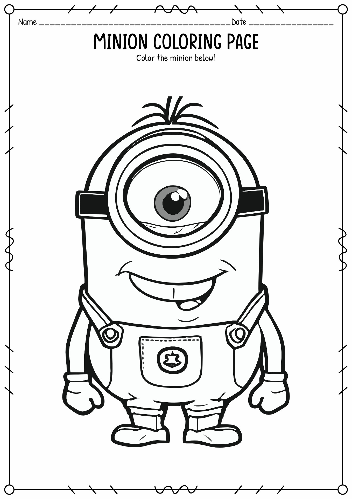 Minion Printable Coloring Pages