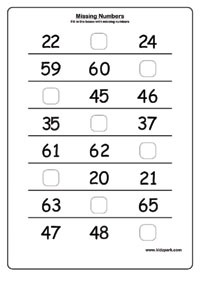 Missing Number Worksheet