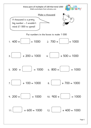Multiples of 100 Worksheet