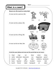 Nouns for Kindergarten Grade Worksheets Image