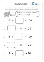 Number Pairs to 20 Worksheets