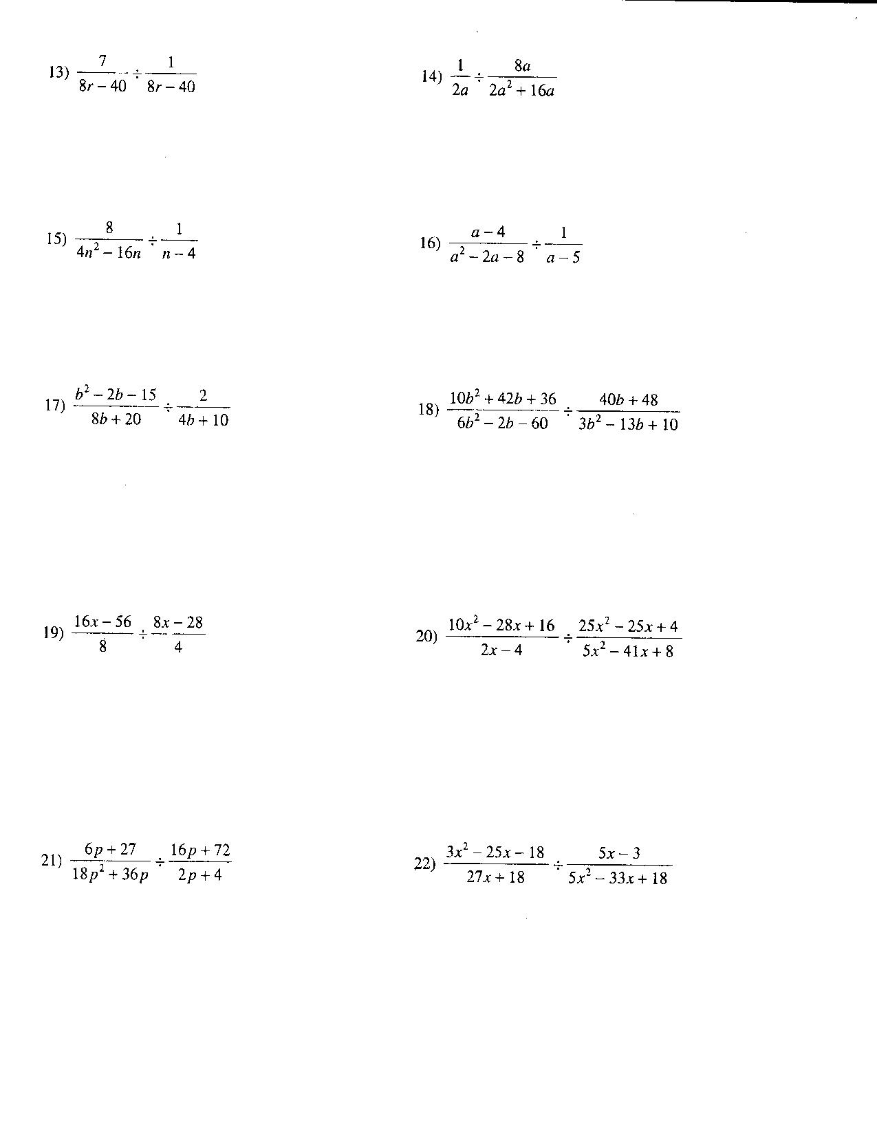 Rational Equations Worksheets Image