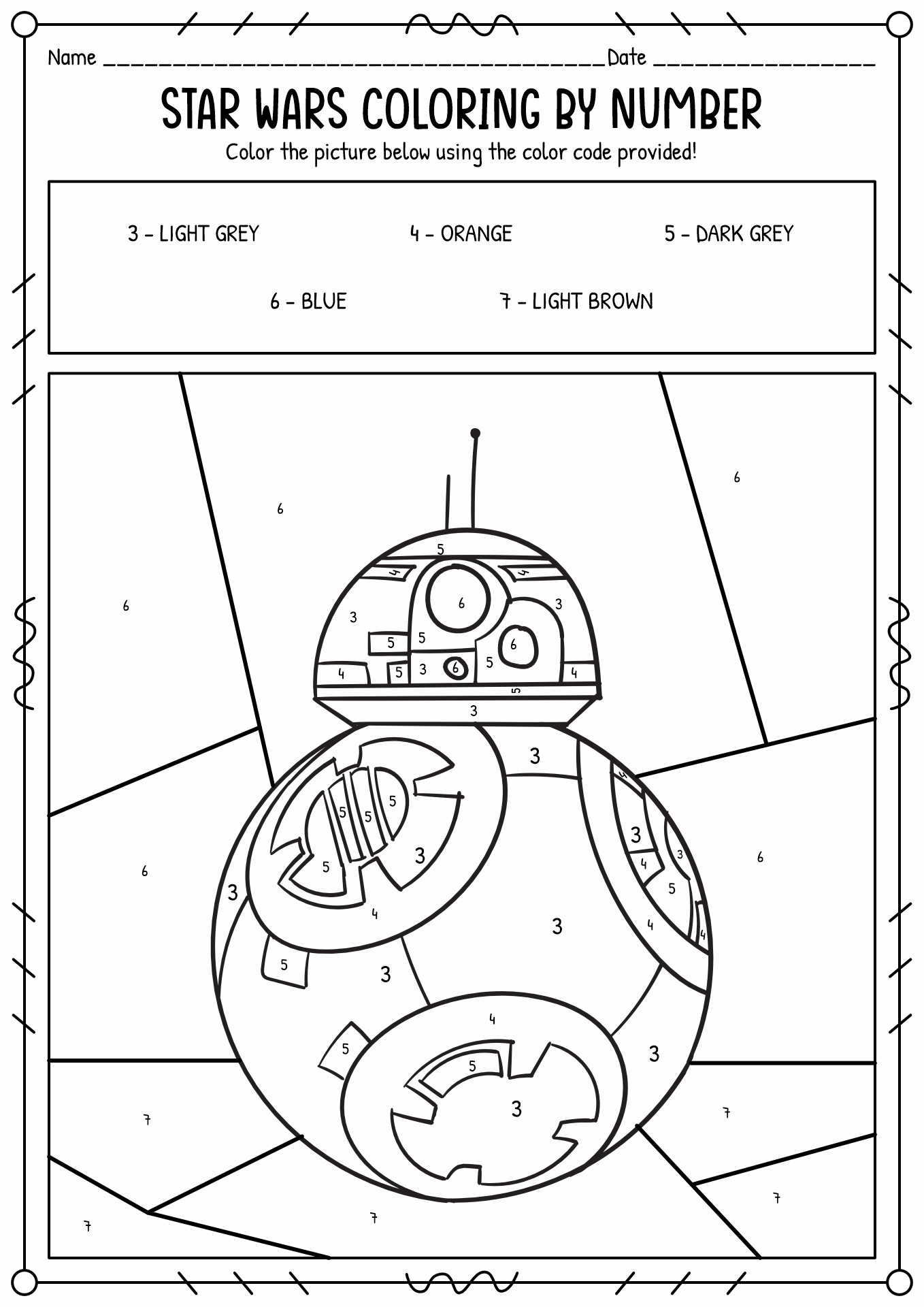 Star Wars Color by Number Coloring Pages