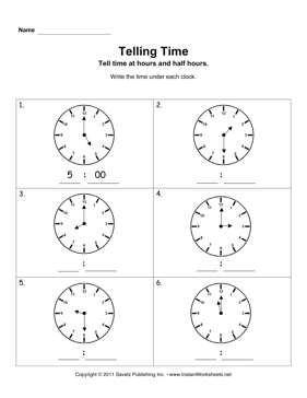 Telling Time Worksheets Image