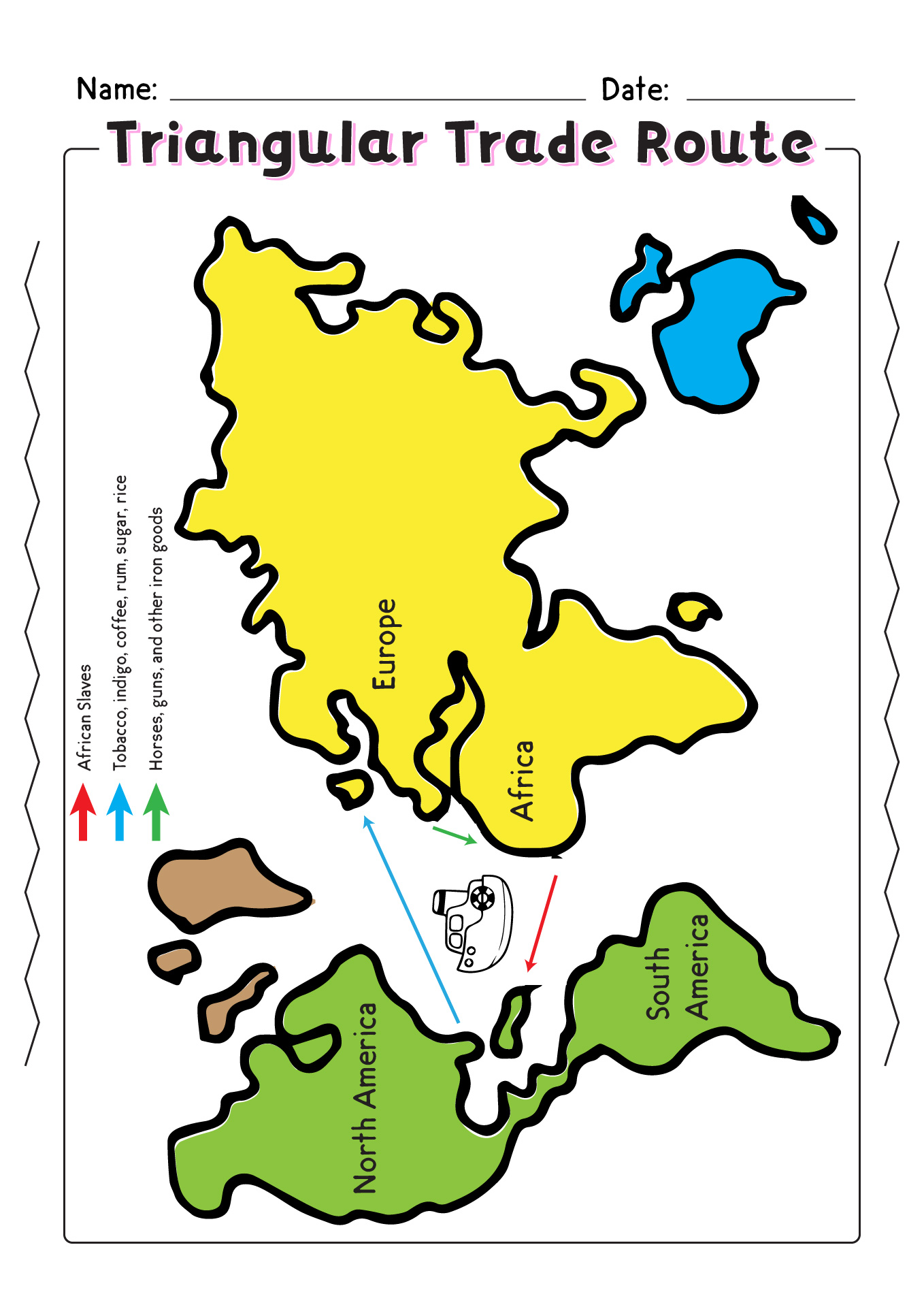 Triangular Trade Route Map