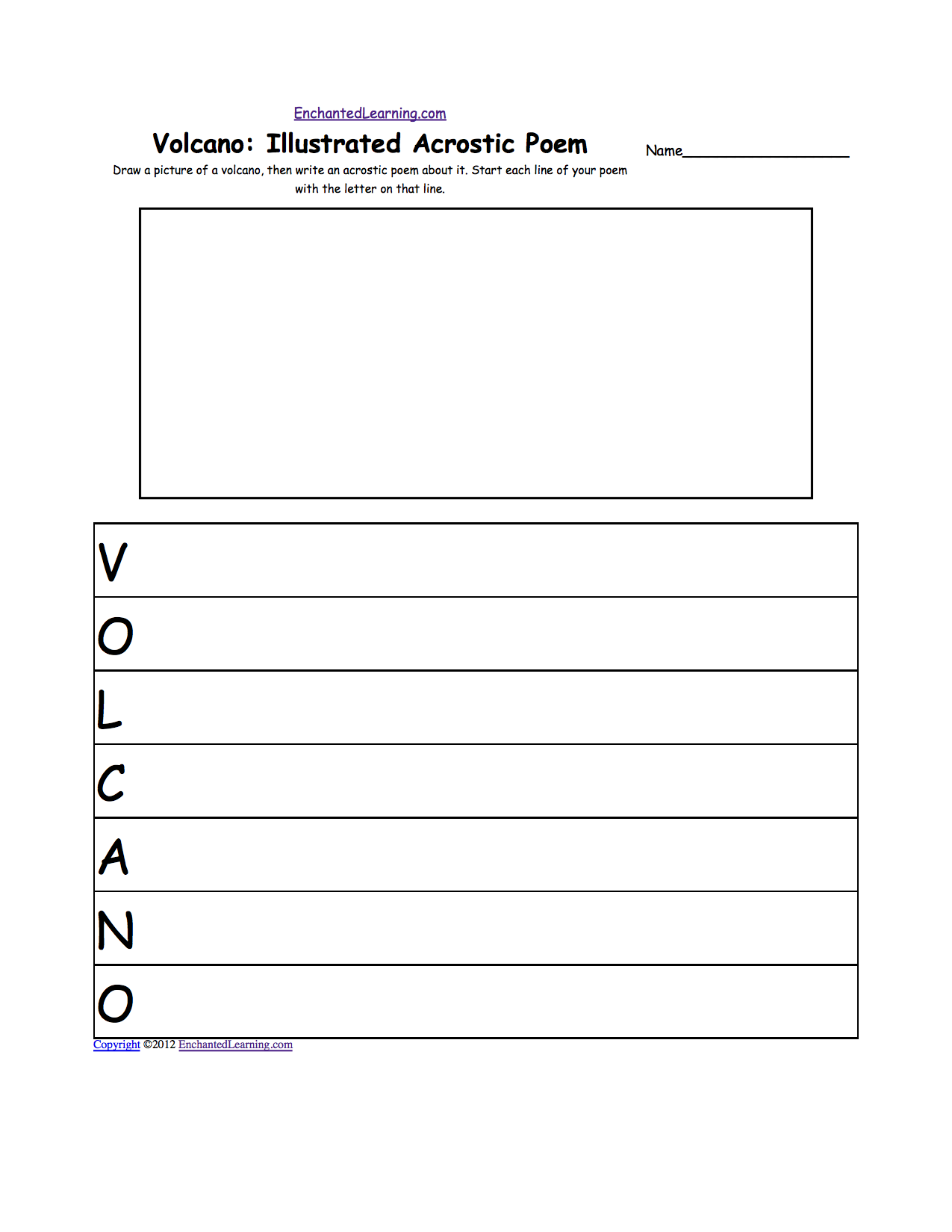 Volcano Acrostic Poem Kids Image
