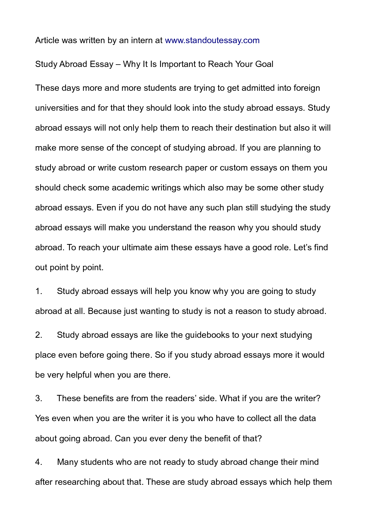 Why Study Abroad Essay Examples Image