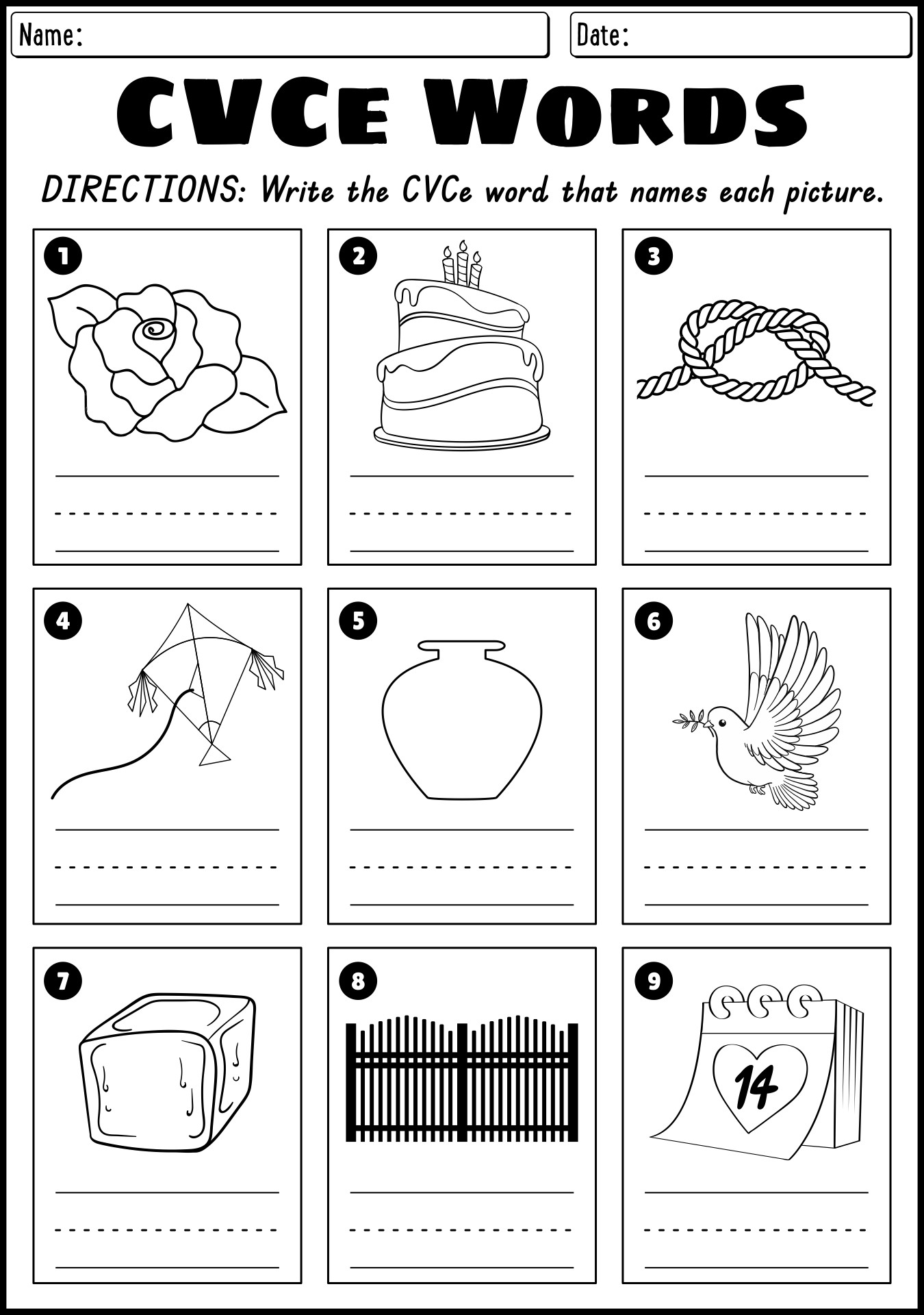 20 CVCe Worksheets For First Grade /