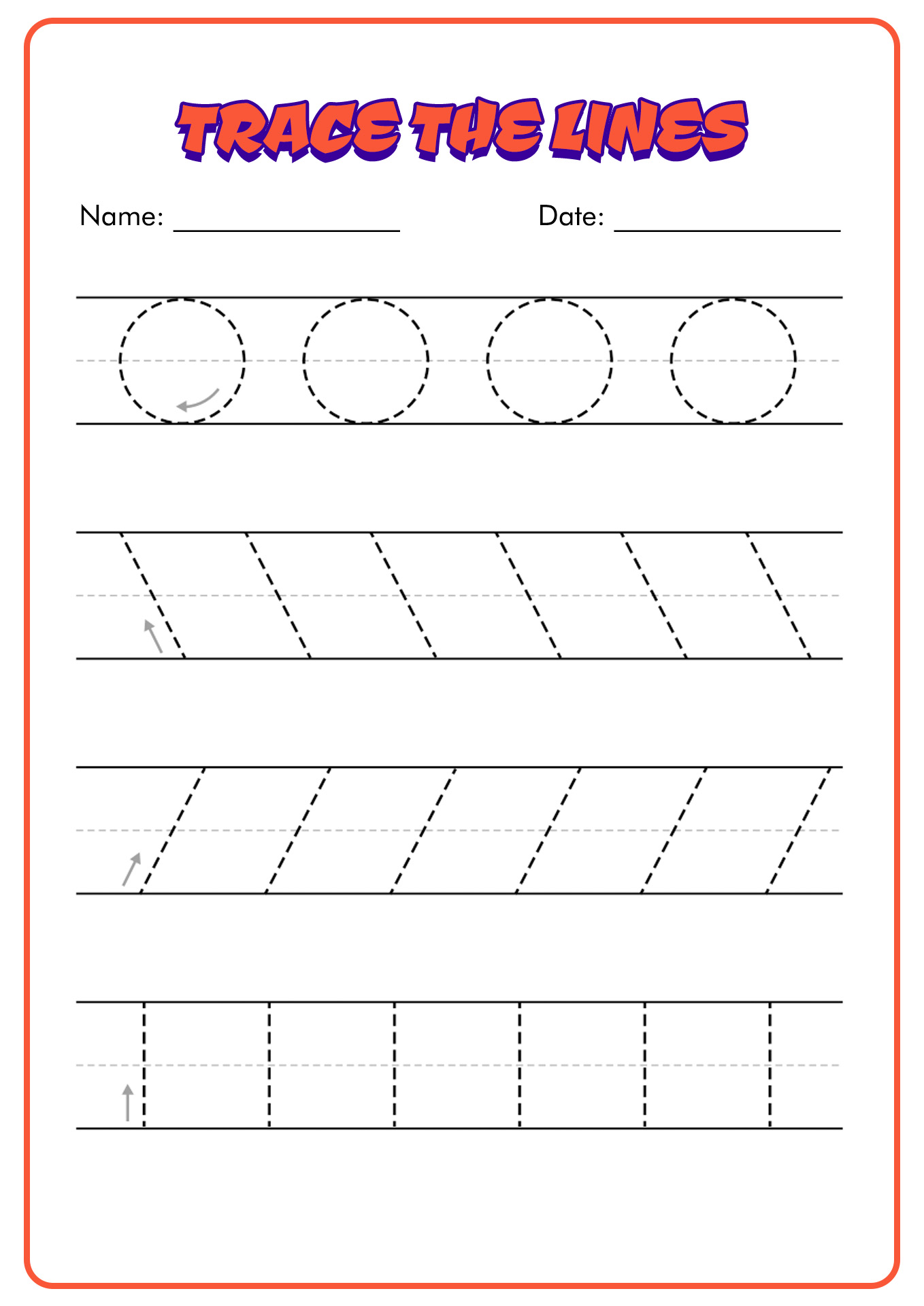 Writing Lines Preschool Worksheets Image