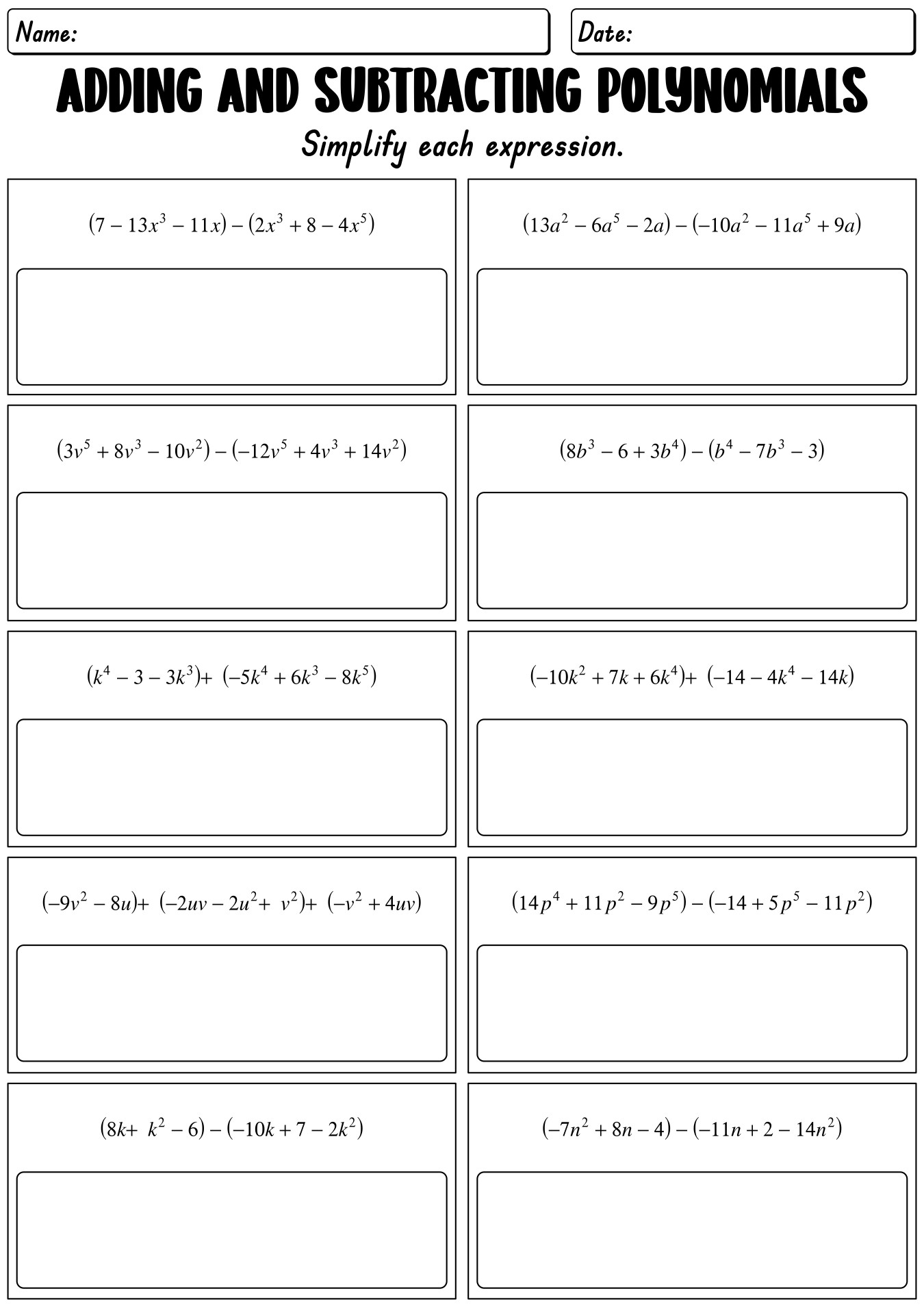 17 Polynomial Worksheets Printable Worksheeto