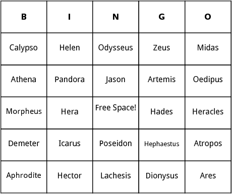 Bingo Card Template Word Image