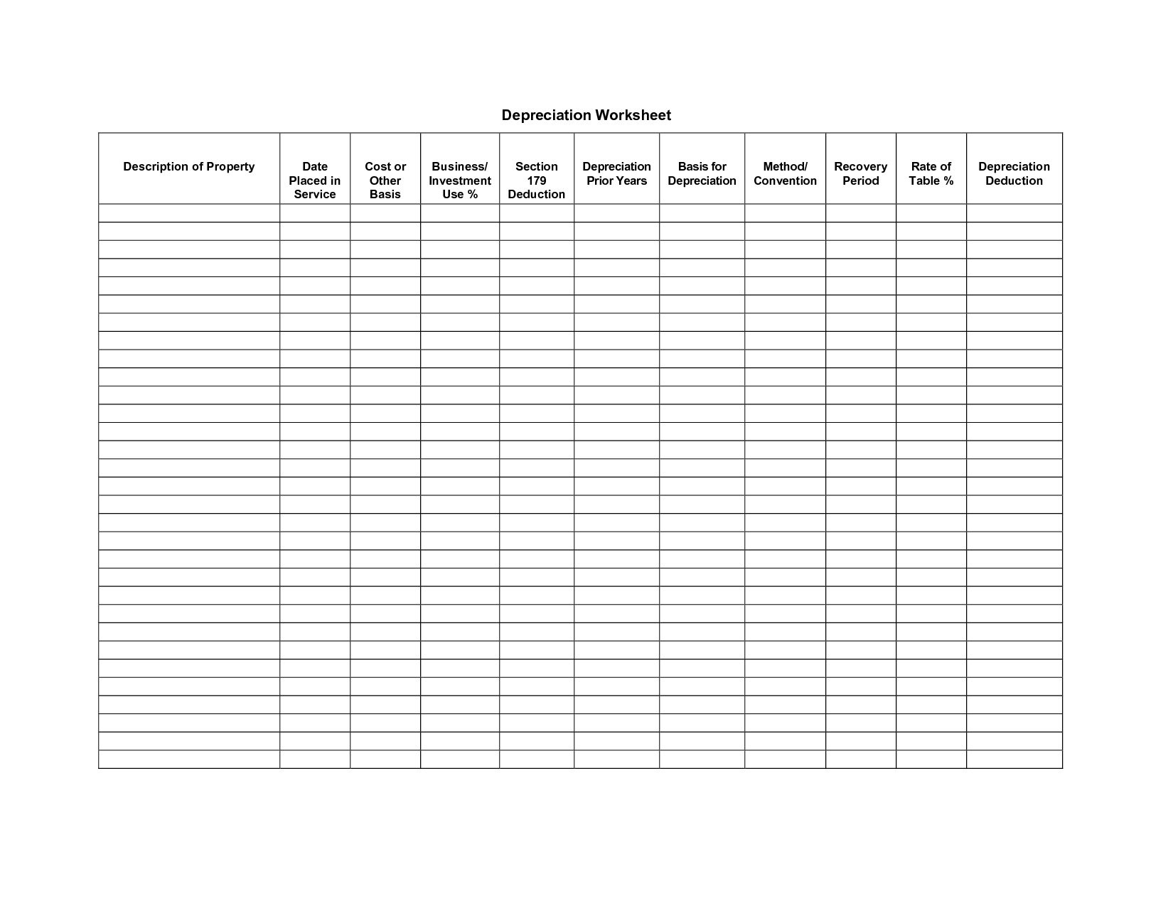 Blank Accounting Worksheets