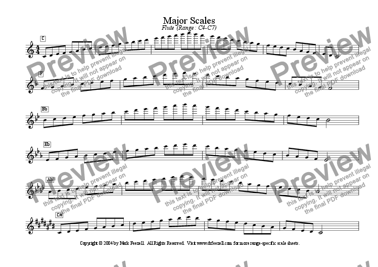 Flute Major Scales Two Octaves Image