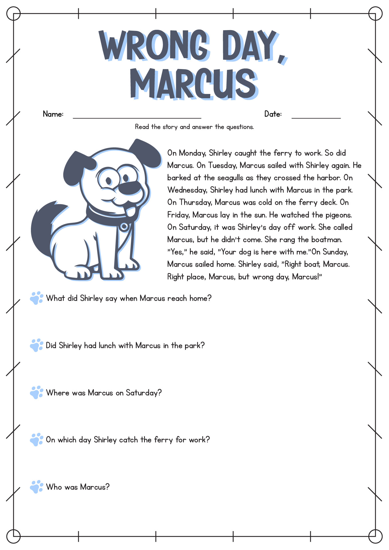 Free Reading Worksheets