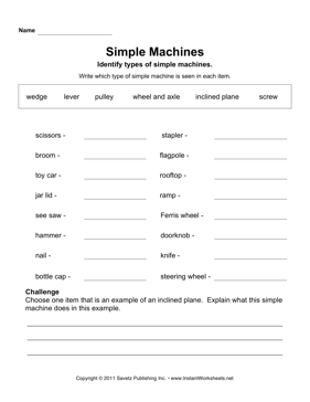 Free Simple Machines Worksheets Image