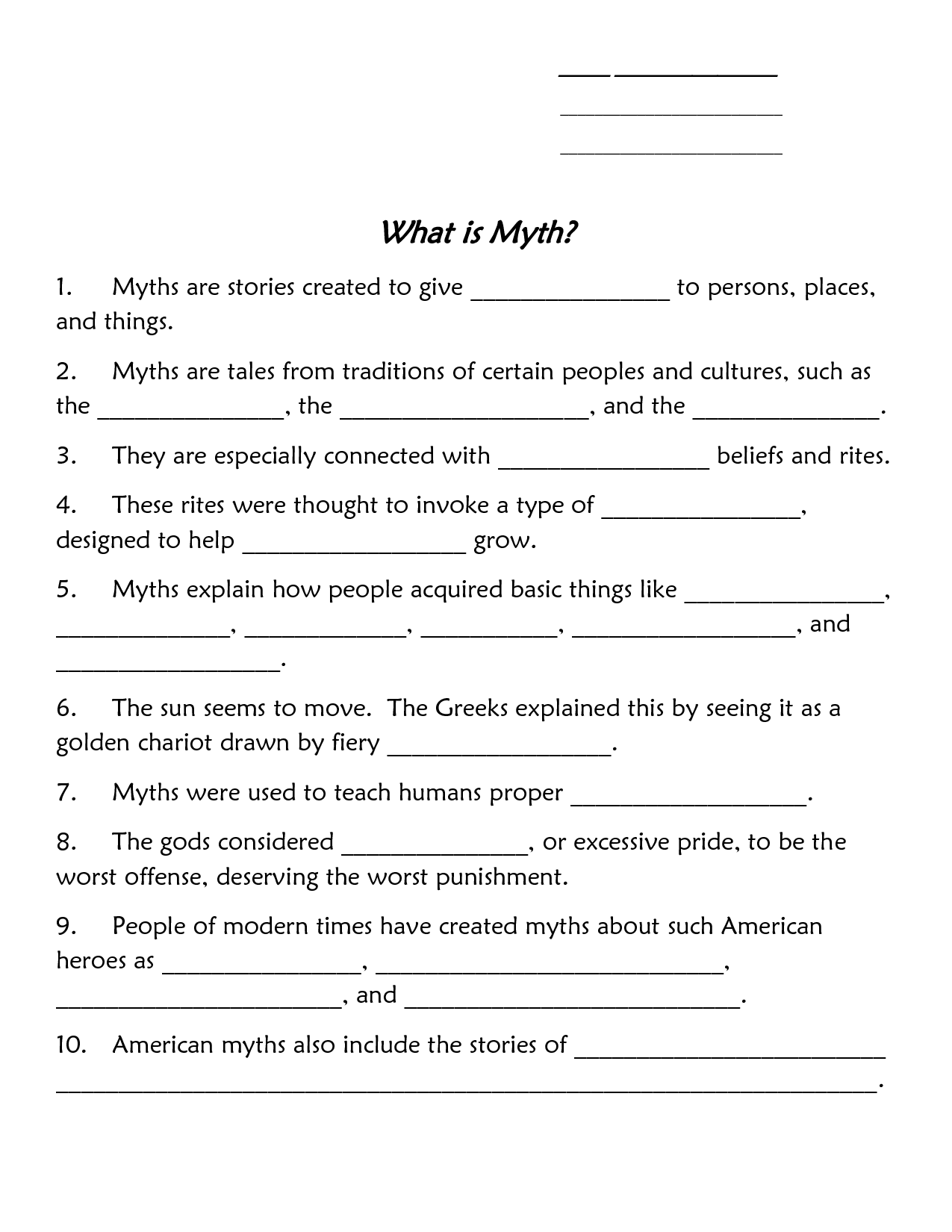 Greek Mythology 3rd Grade