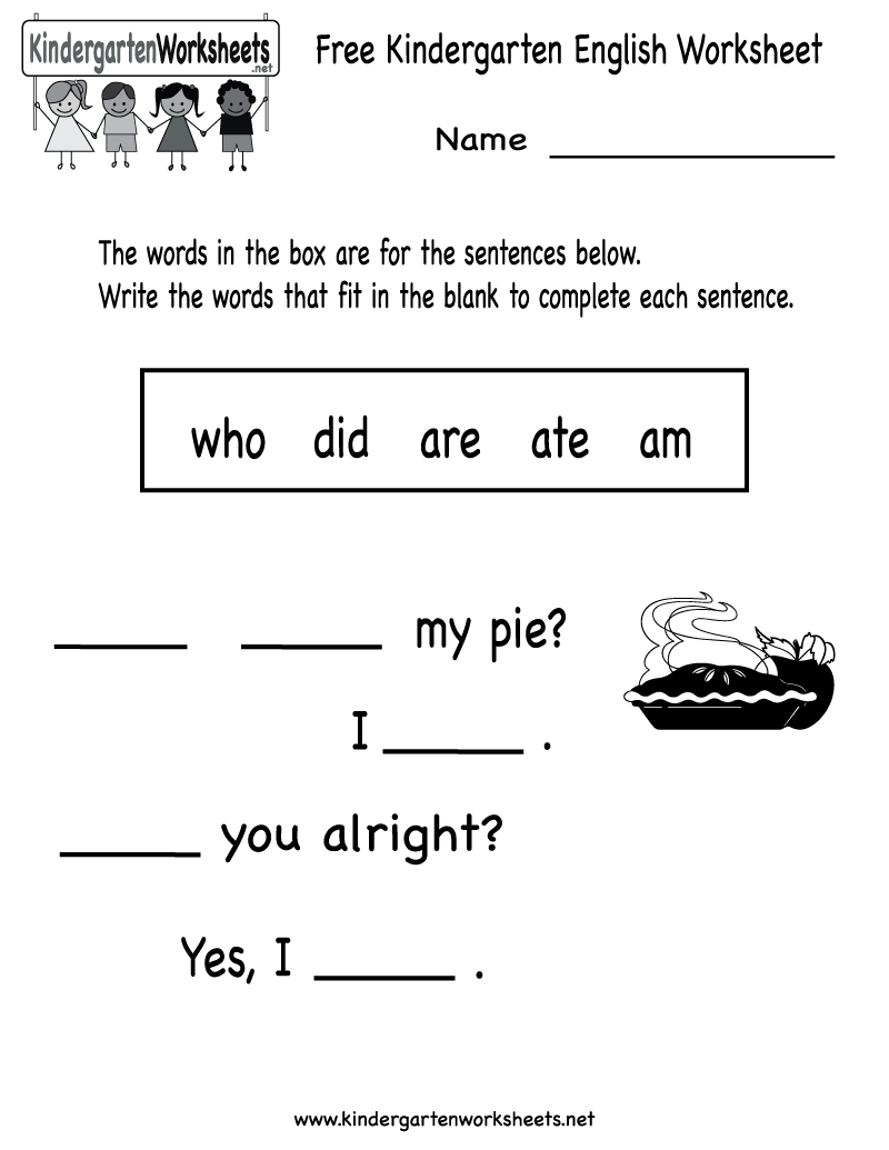 Kindergarten English Worksheets Free