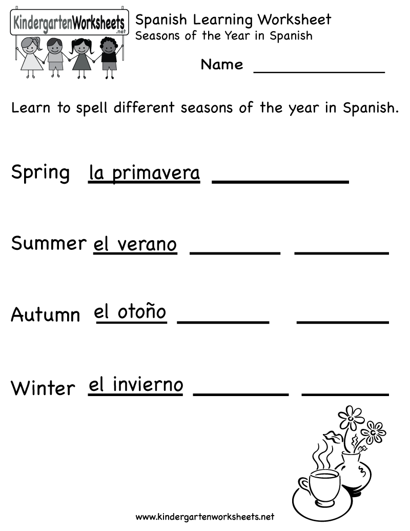Learning Spanish Worksheets Printable Image
