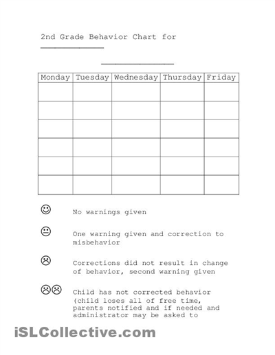 Printable Behavior Charts Elementary Students Image
