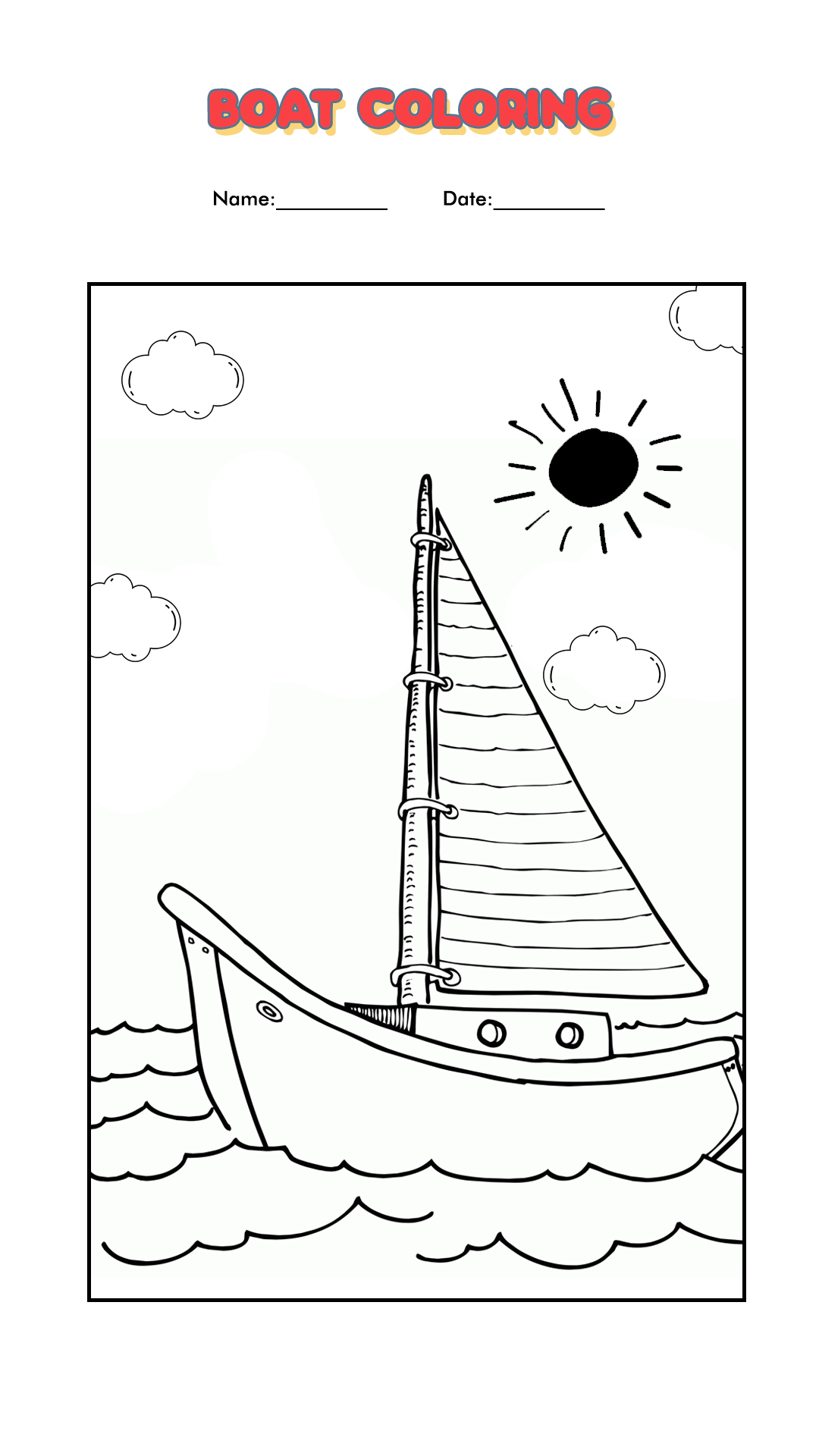Printable Boat Coloring Pages Image