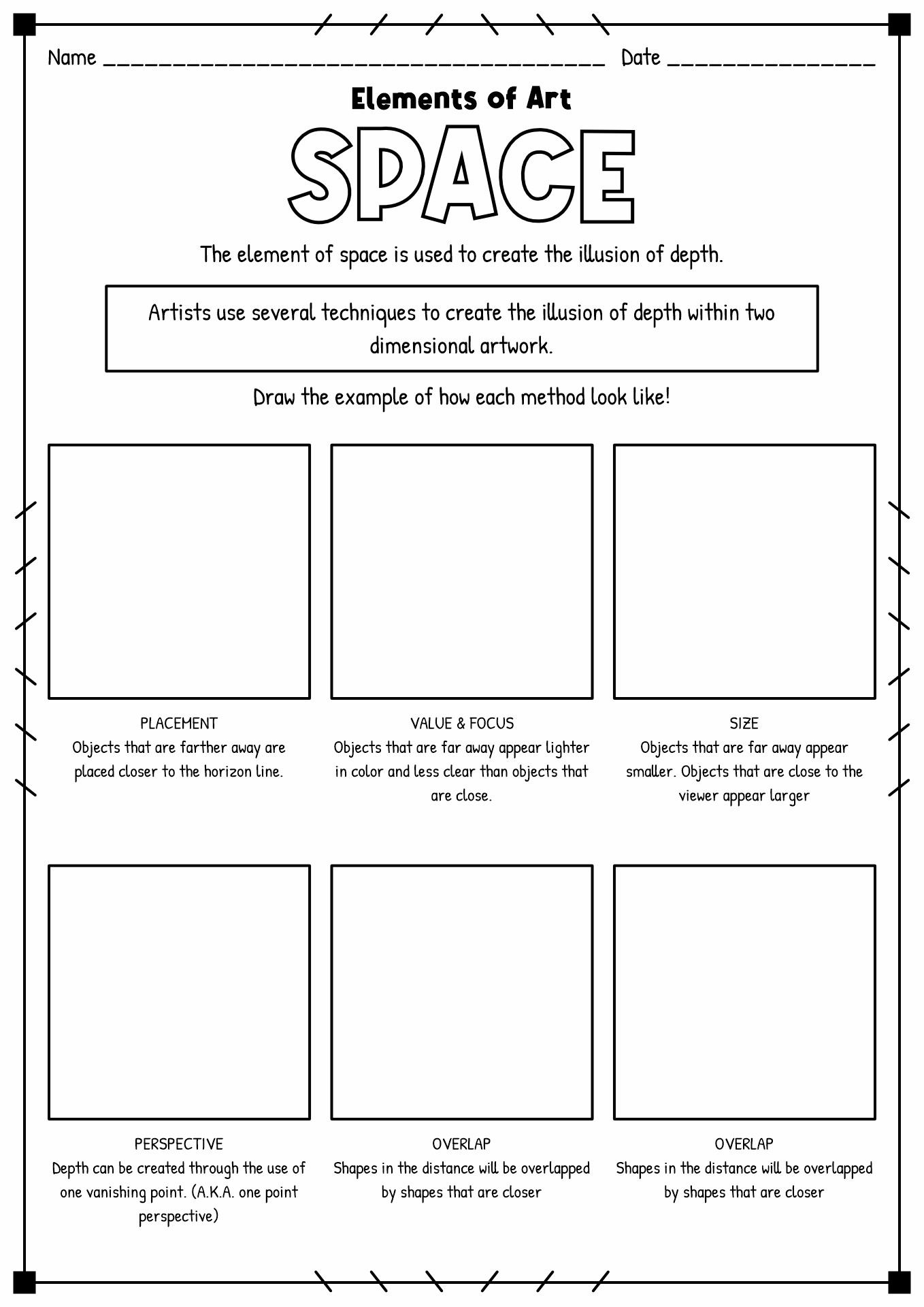 Space Shape and Form Worksheet