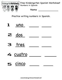 Spanish Kindergarten Worksheets Image