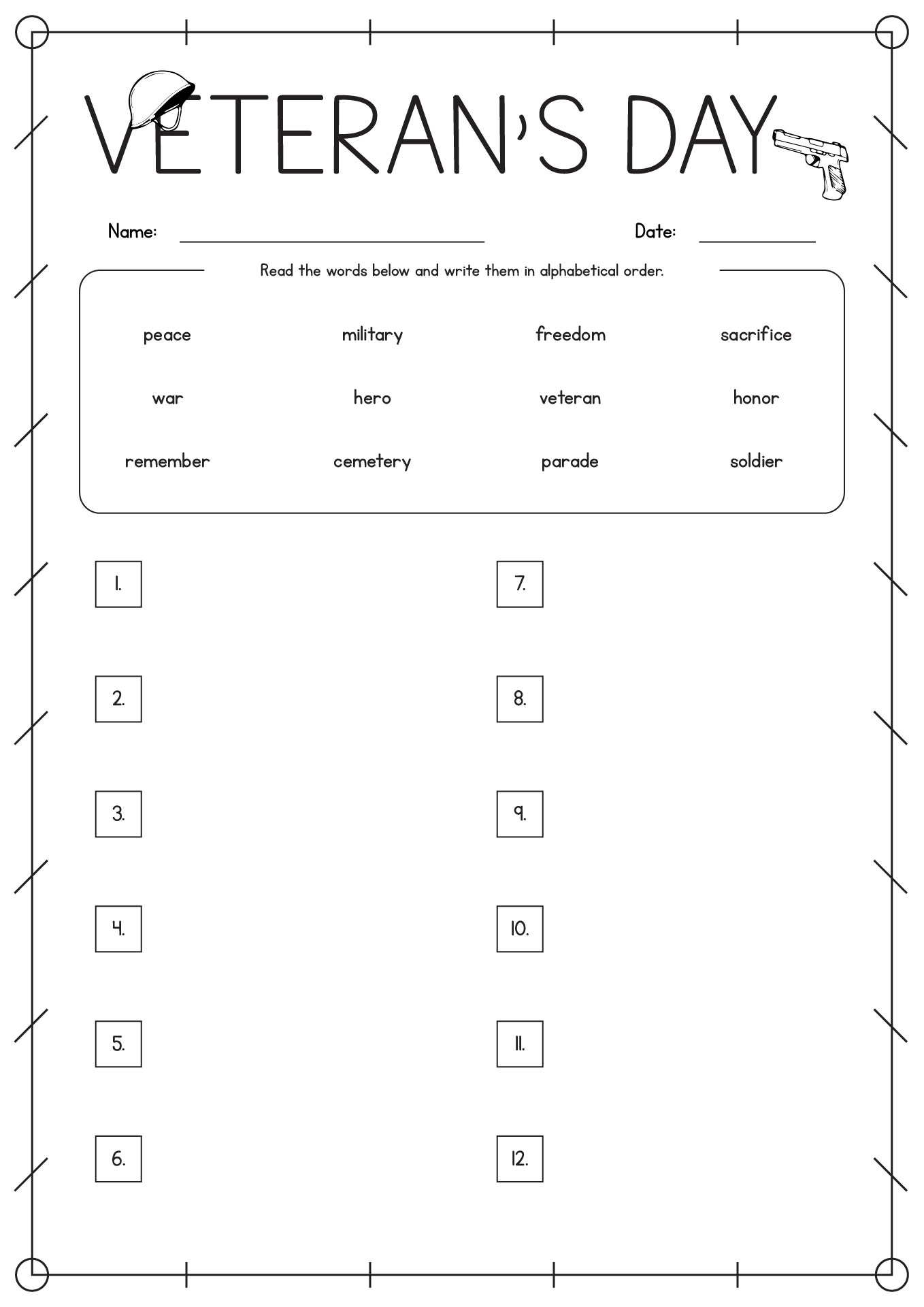 4th Grade Veterans Day Worksheets In Spanish And In English