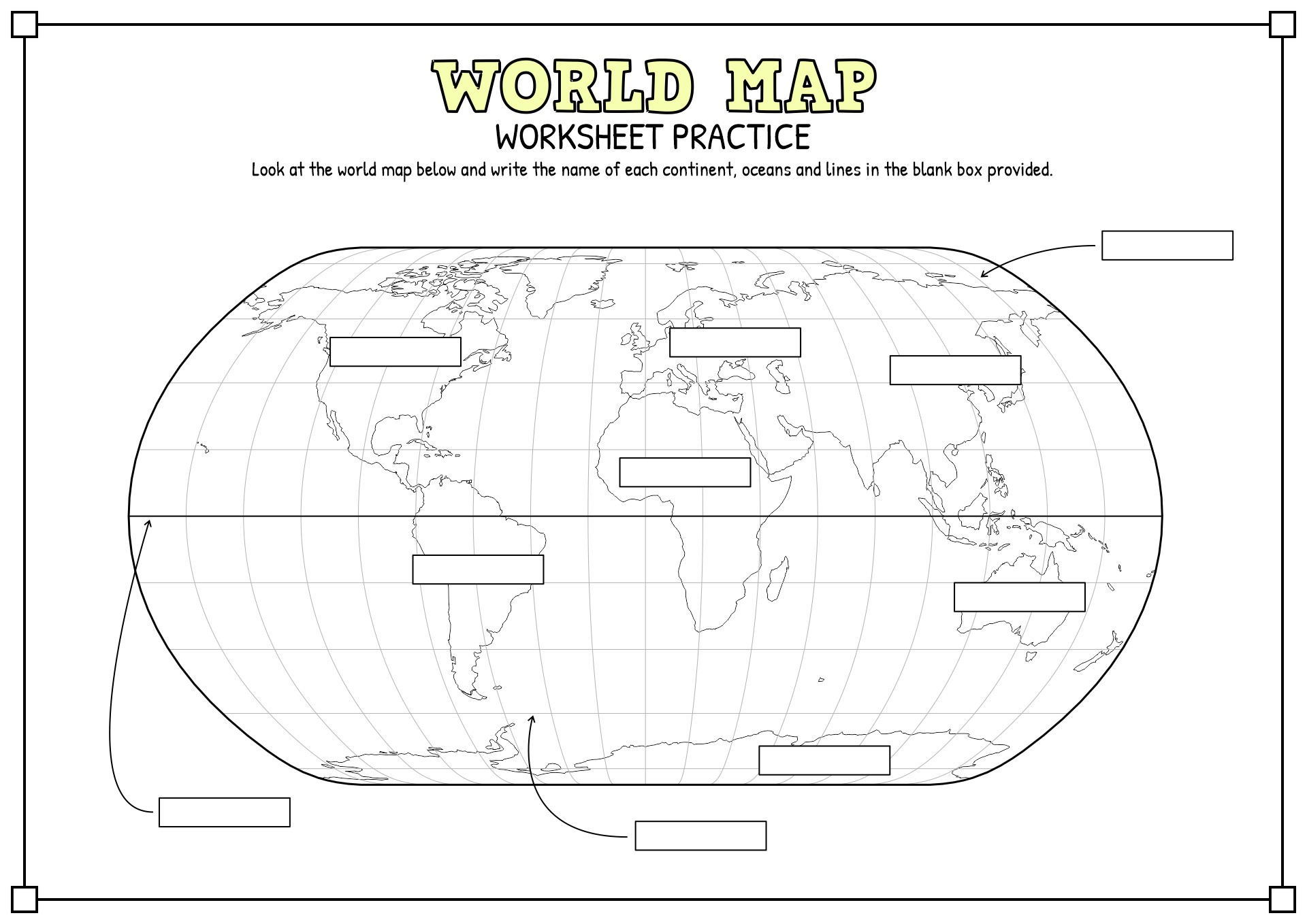 World Map Latitude and Longitude Worksheet