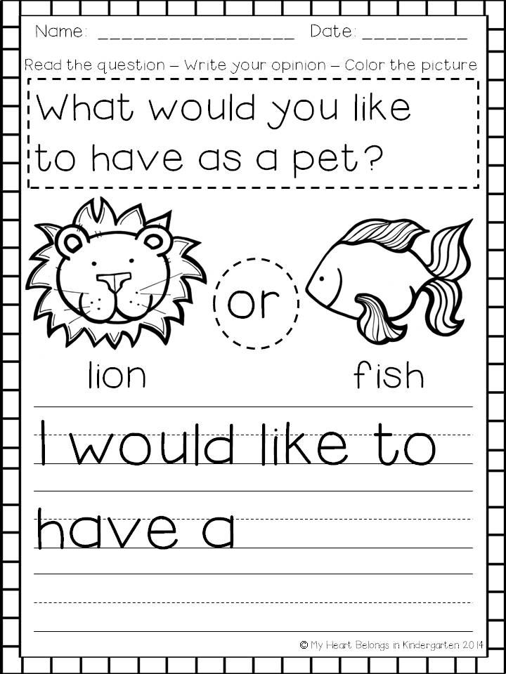Writing Prompts Kindergarten Worksheets Beginning Writers Image
