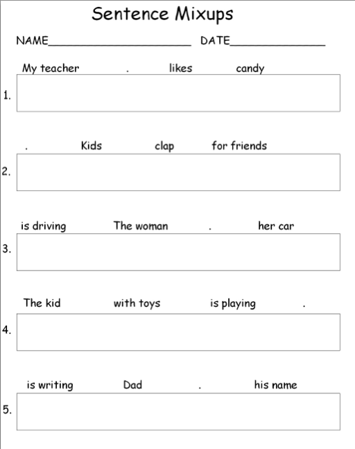 Writing Sentences Correctly Worksheets Image