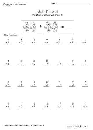 1st Grade Math Worksheets PDF Image