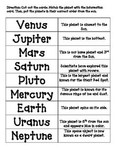 3rd Grade Planet Activity